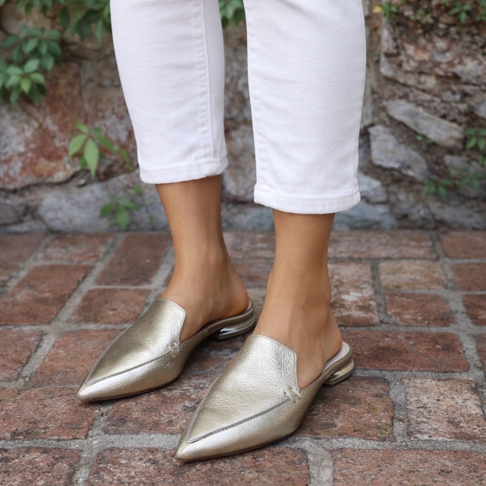 NICHOLAS KIRKWOOD Beya Gold Metallic Leather Mules, 38.5